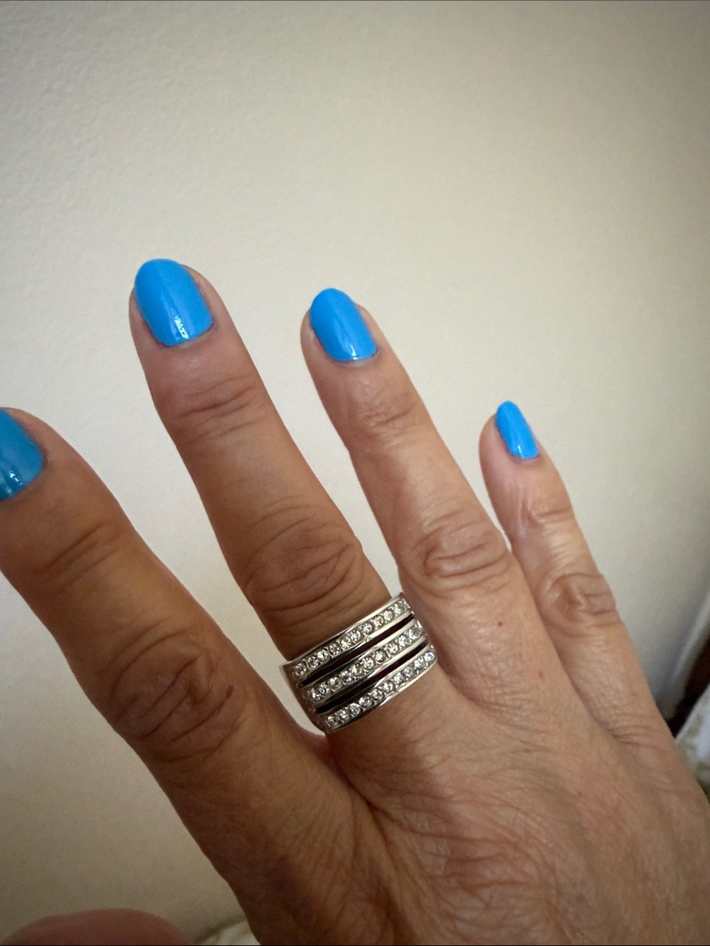 Sterling Silver Triple Row CZ Ring - Silver